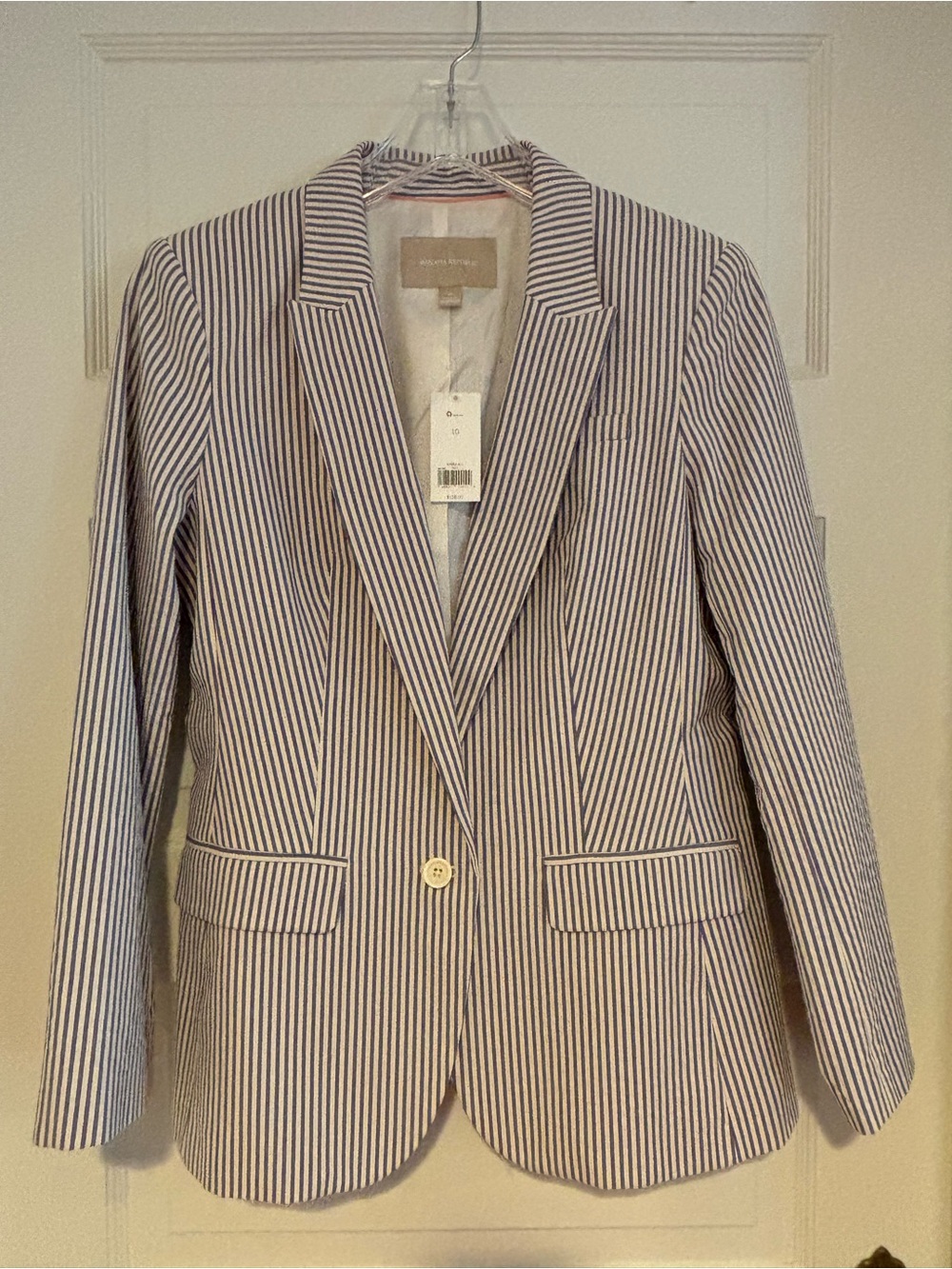 Banana Republic Navy & White Striped Women's Blazer - Picture 3 of 9